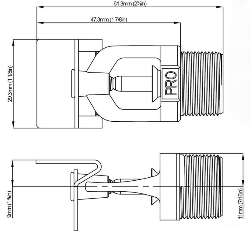 Bản Vẽ đầu Phun Sprinkler Ngang Protector Ps007