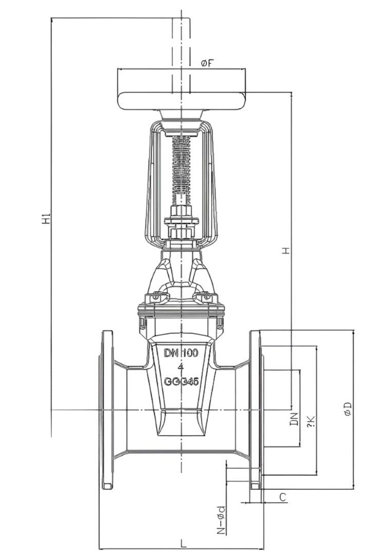 Bản Vẽ Van Cổng Rinco Fig 073din