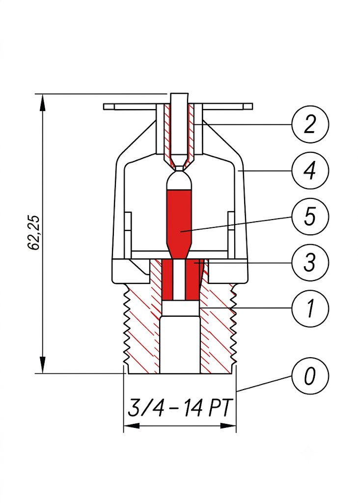 Đầu phun Sprinkler quay xuống Protector P022 - Ảnh 2