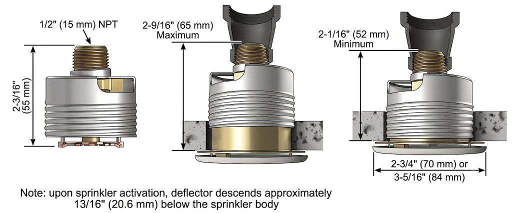 Đầu phun Sprinkler quay xuống Viking VK463 - Ảnh 2